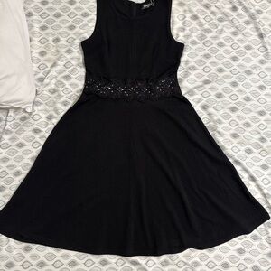 Elegant Black Dress with Lace Detail